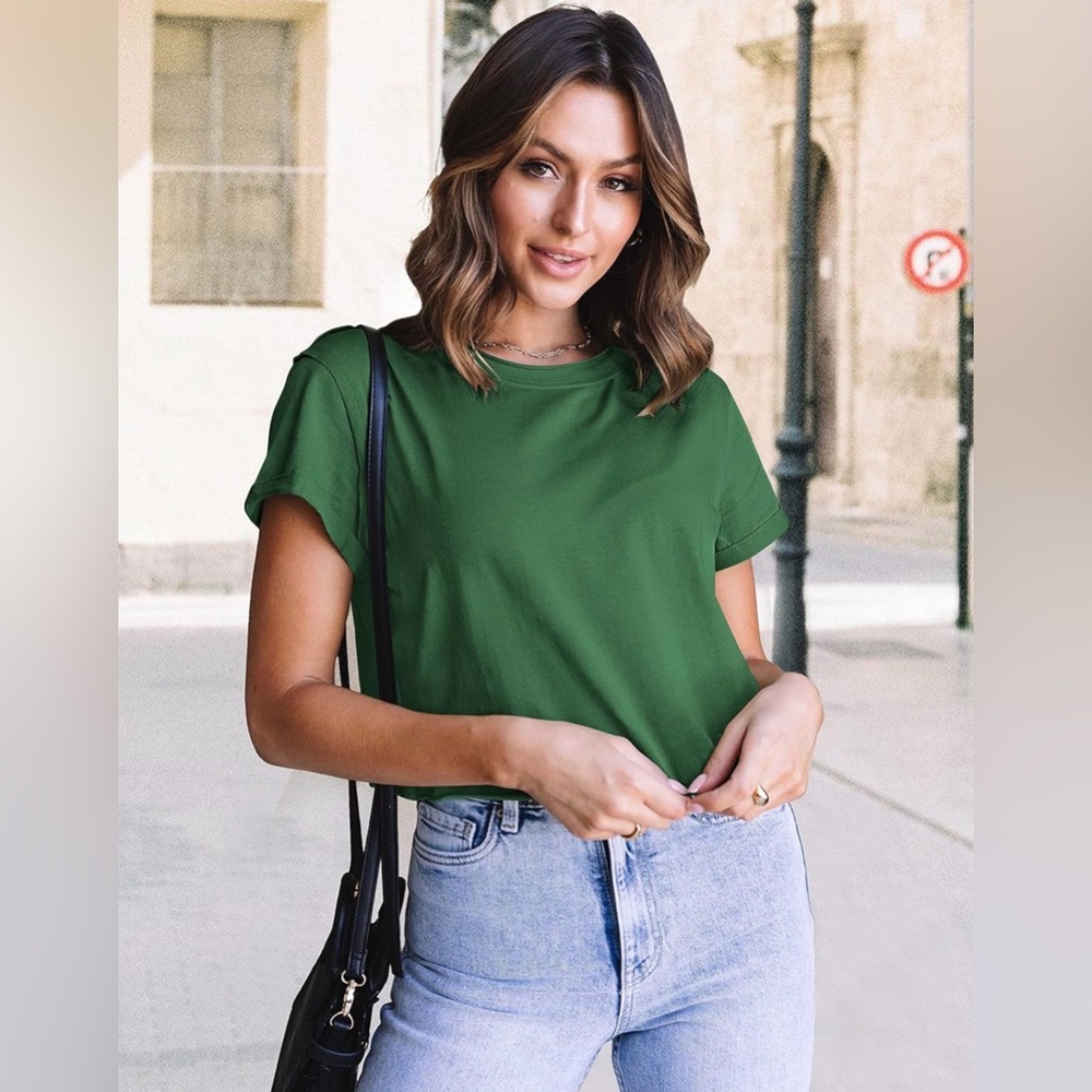MEROKEETY Womens Summer Short Sleeve Crewneck Crop Too